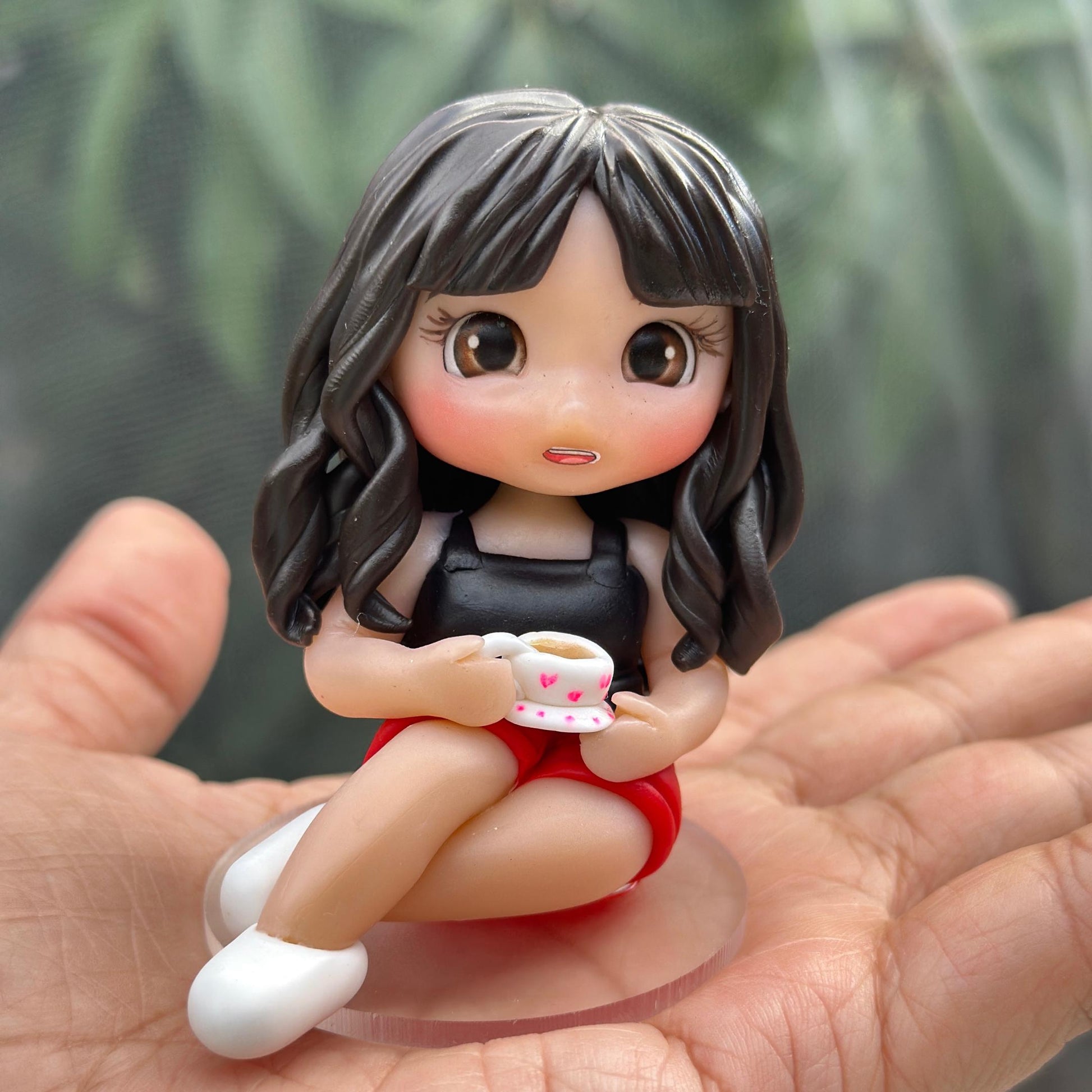 Cute Girl Cake Topper – Custom Clay Figurine 10cm – Princess Birthday Topper – Handmade Keepsake for Daughter