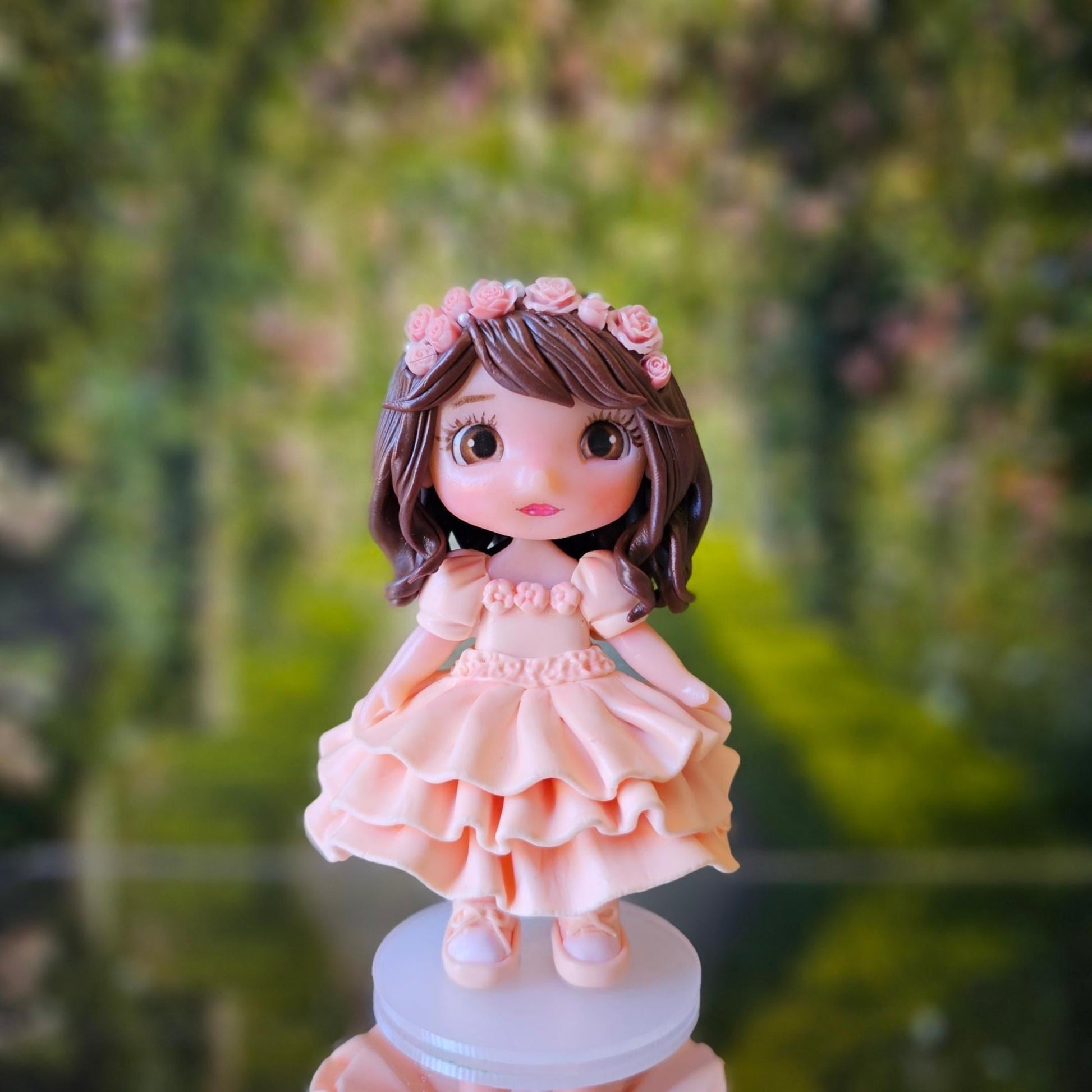 Cute Girl Cake Topper – Custom Clay Figurine 10cm – Princess Birthday Topper – Handmade Keepsake for Daughter