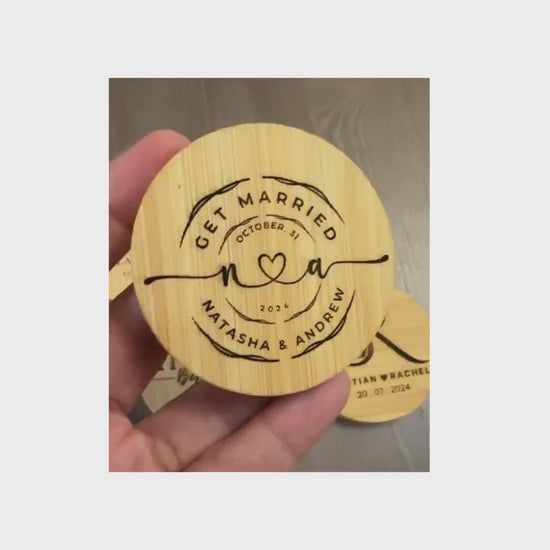 Personalized Bamboo Bottle Opener Wedding Favors – Custom Engraved with Guest Name or Message | Includes Thank You Card & Gift Pouch