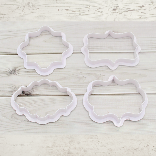 4pcs Plaque Frame Clay Cutters Set Different Lace Frame Polymer Clay Pottery Pattern Shape Cutting Mold Designer DIY Craft Tool