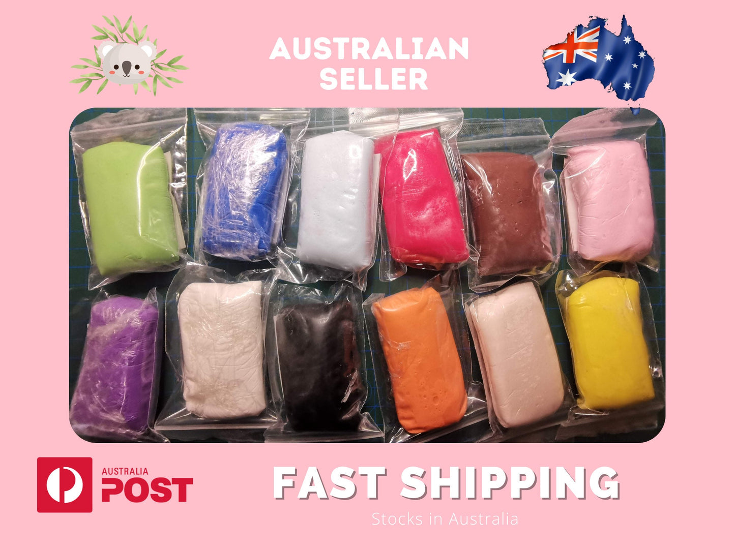 Air Dry Clay, Cold Porcelain Self Hardening Clay, Modelling Clay for Kids Craft, Jewelry Making, Chibi Dolls and Embellishment, 50g each