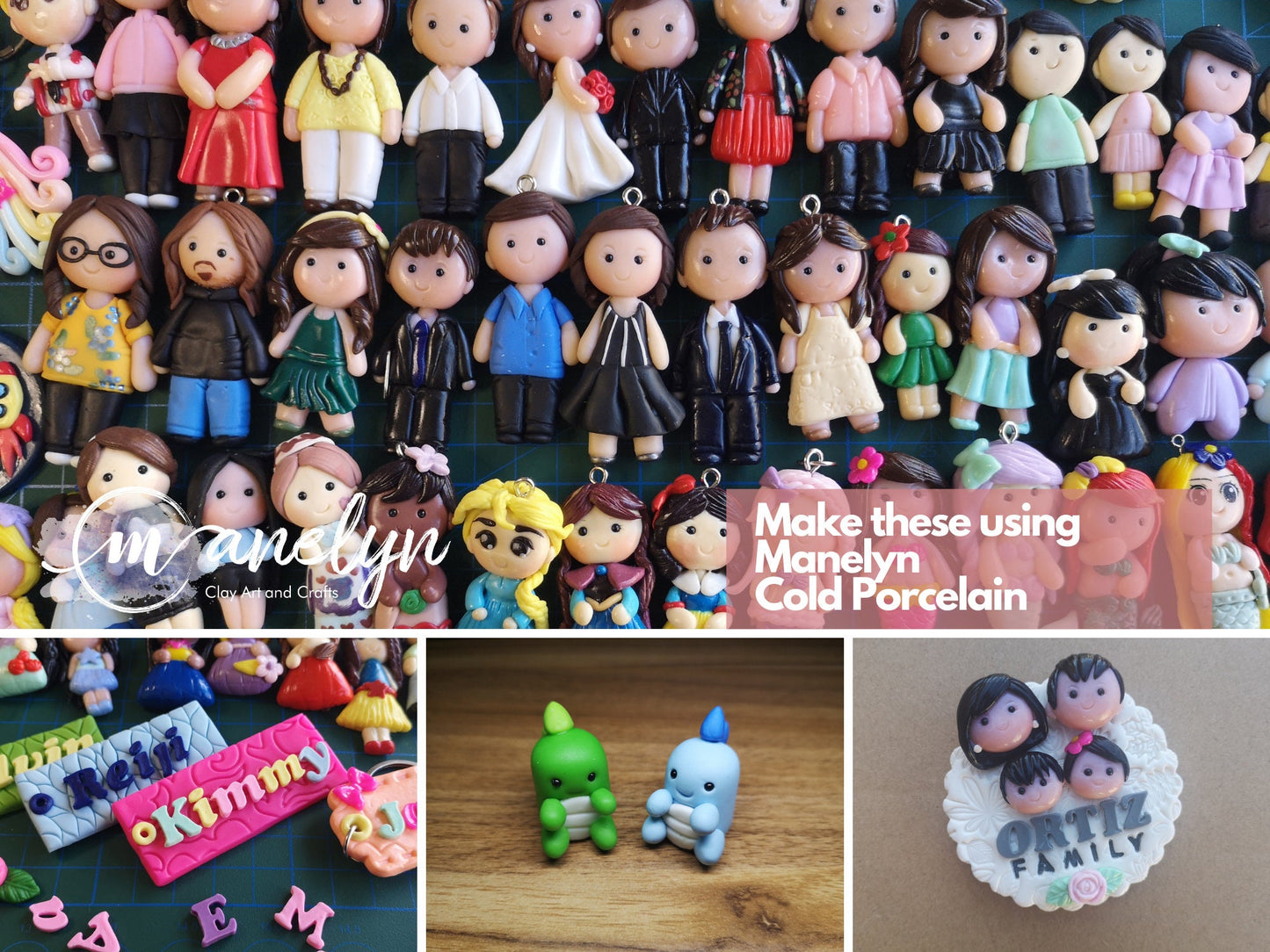 Air Dry Clay, Cold Porcelain Self Hardening Clay, Modelling Clay for Kids Craft, Jewelry Making, Chibi Dolls and Embellishment, 50g each