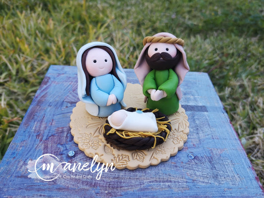 Miniature Nativity Set, Modern Nativity, Air Dry Clay Cold Porcelain Manger, Unique Nativity, Clay Nativity, Jesus, Mary & Joseph Nativity