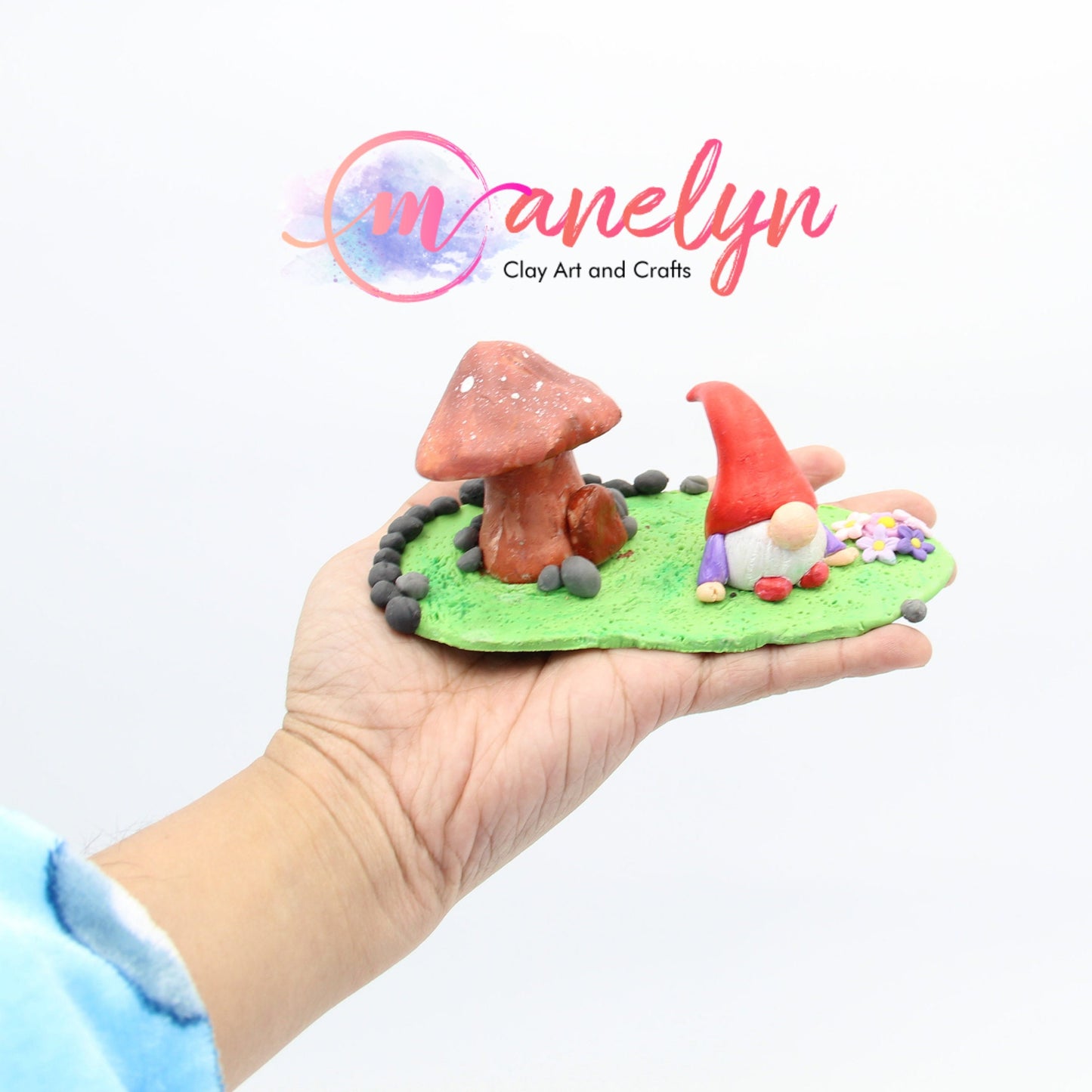 Handmade Air Dry Clay Gnome