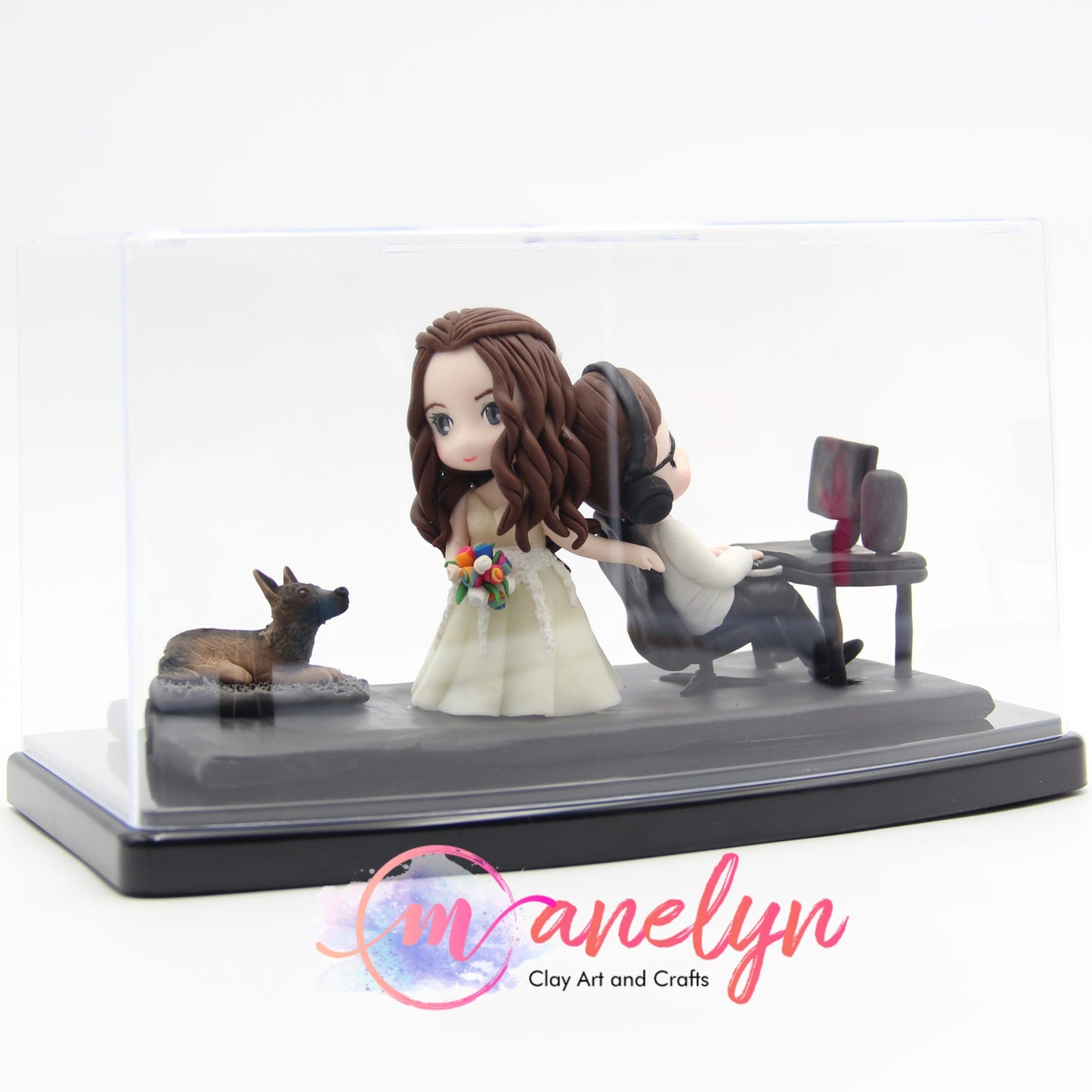 Video Game INSPIRED Funny Custom Made Wedding Cake Topper of Gamer Junkie Gaming Addict Bride and Groom Clay Figurines
